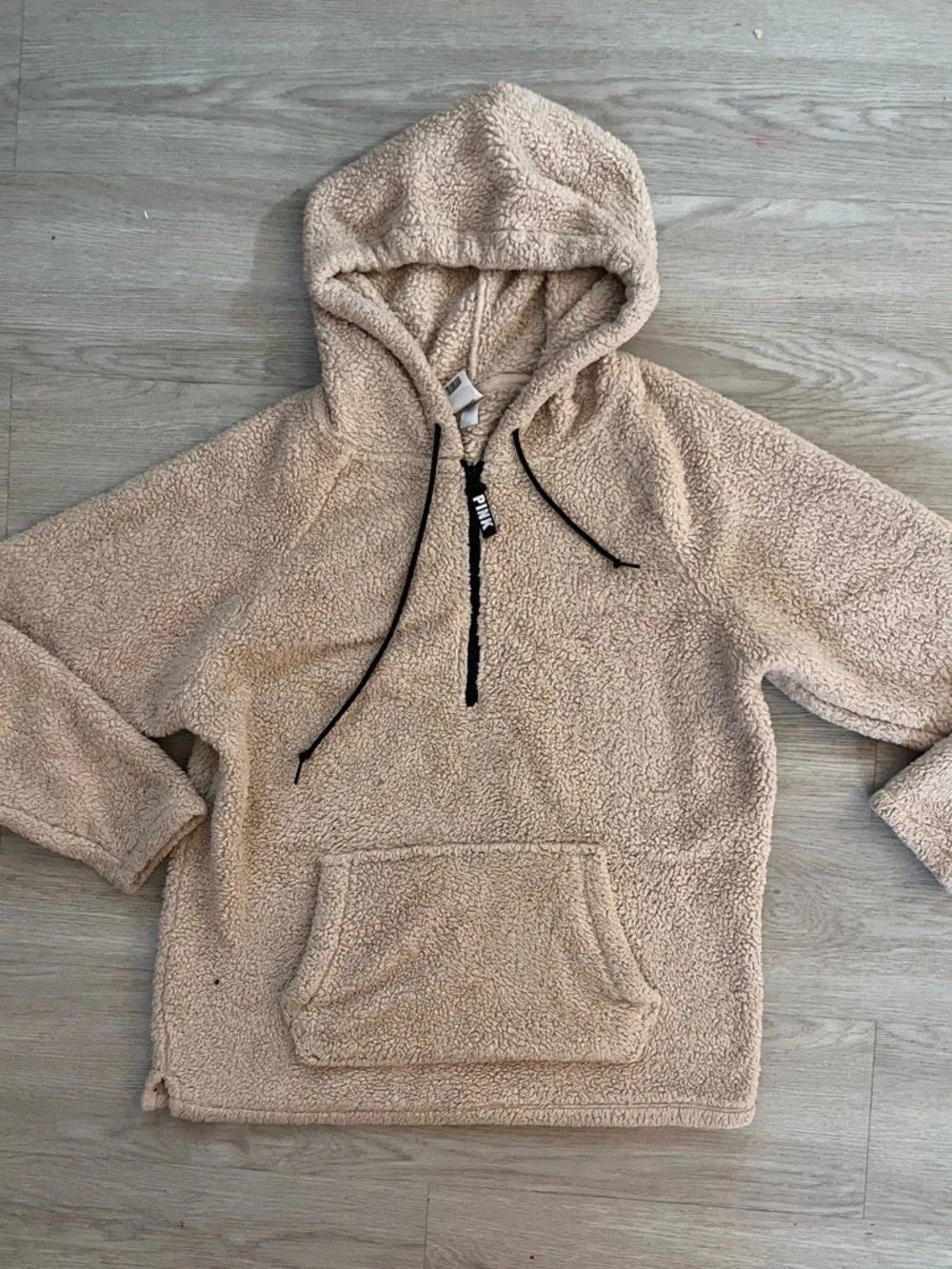 PINK Victoria's Secret Plush Sherpa Hoodie in Beige Medium